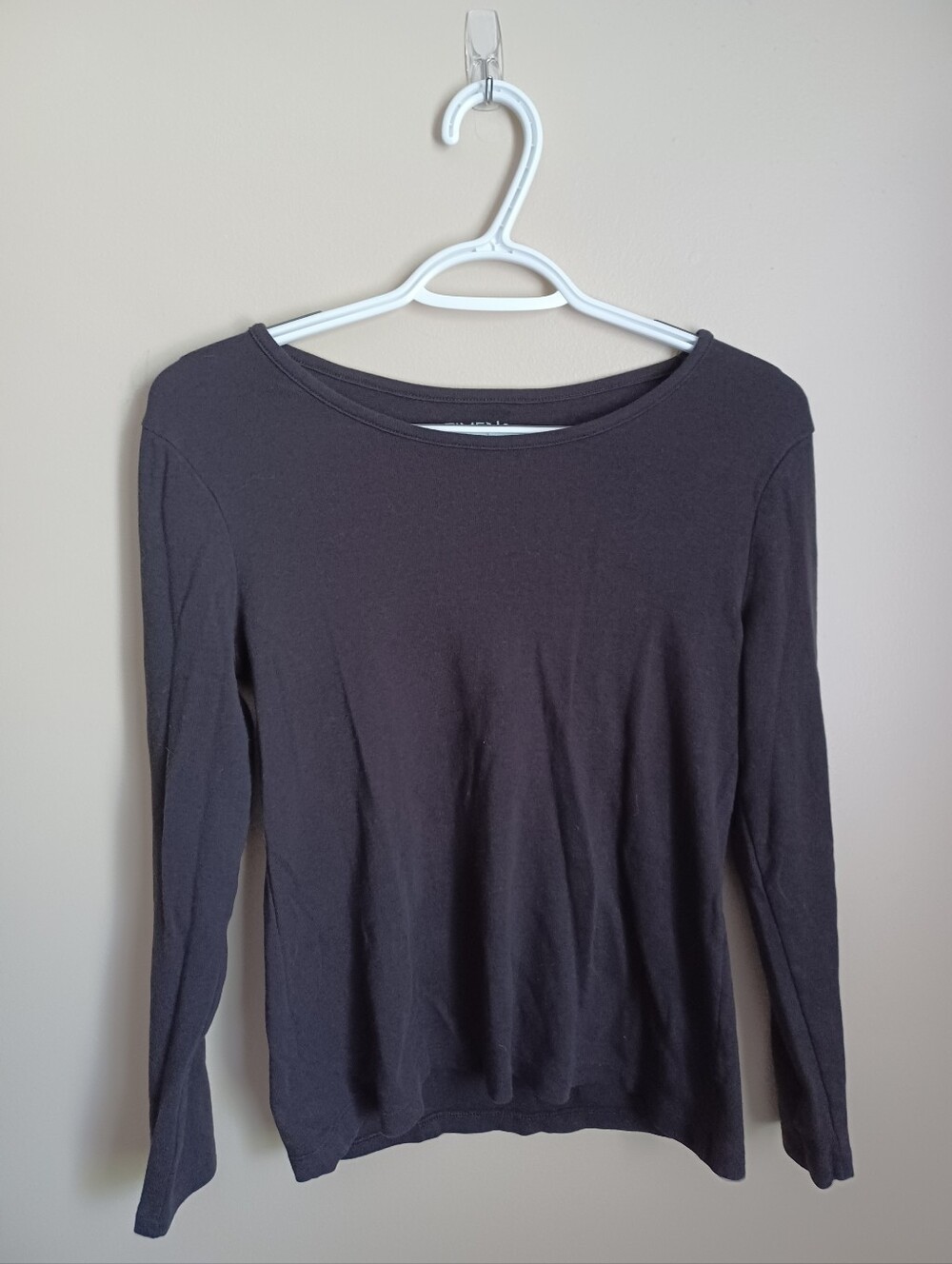 Women's Size‎ S Time And Tru Black Basic Long Sleeve Cotton Shirt Top Fashion